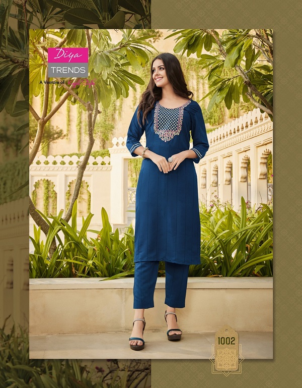 Mintra Vol 1 By Diya Trends Fancy rayon  Kurti With Pant Collection